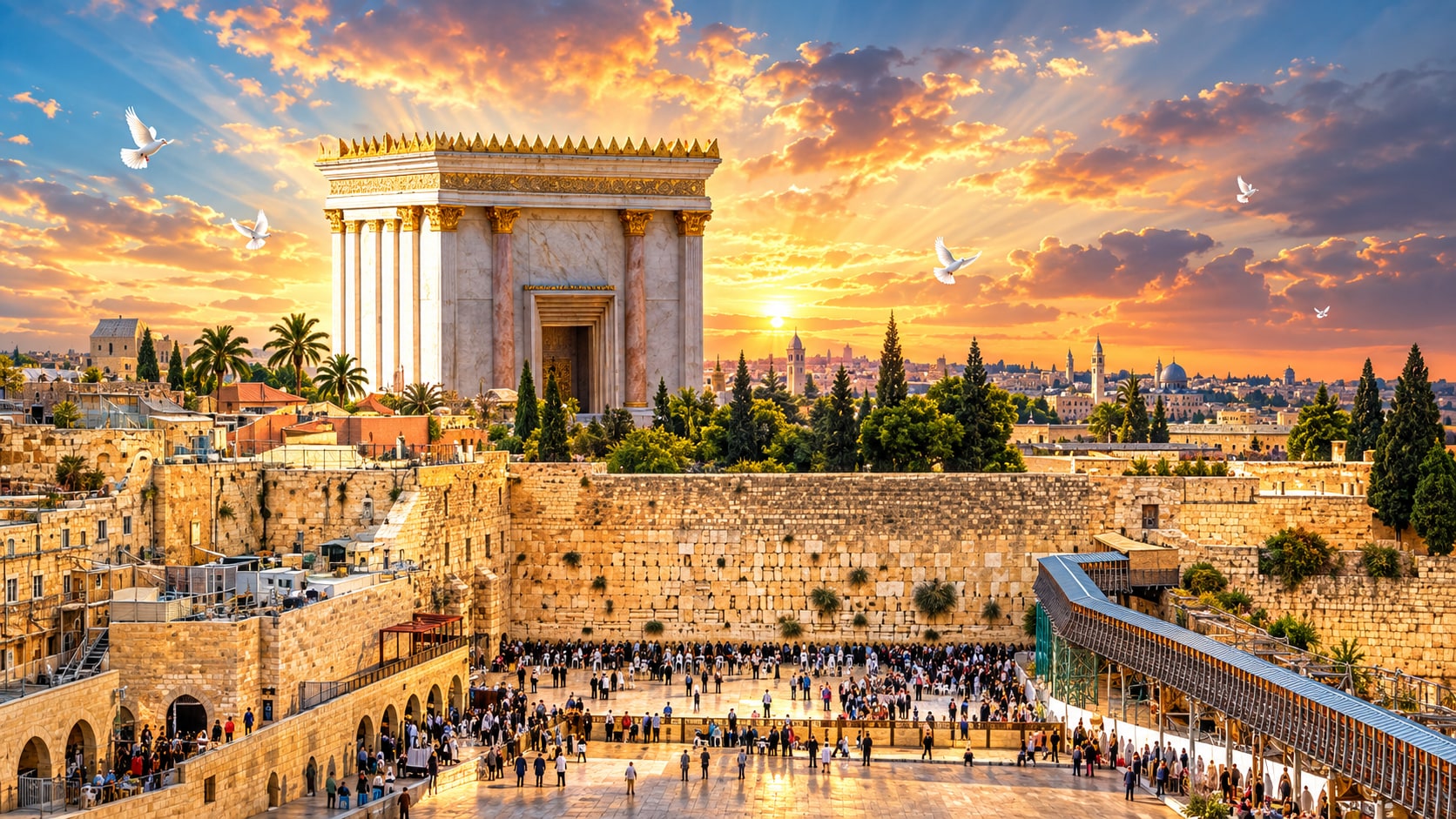 שקיעת זהב מעל הכותל